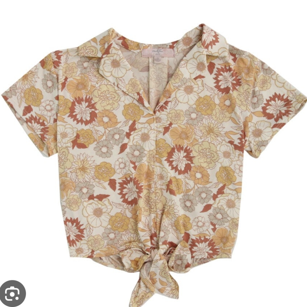 Moa Moa Floral Tie Front Top